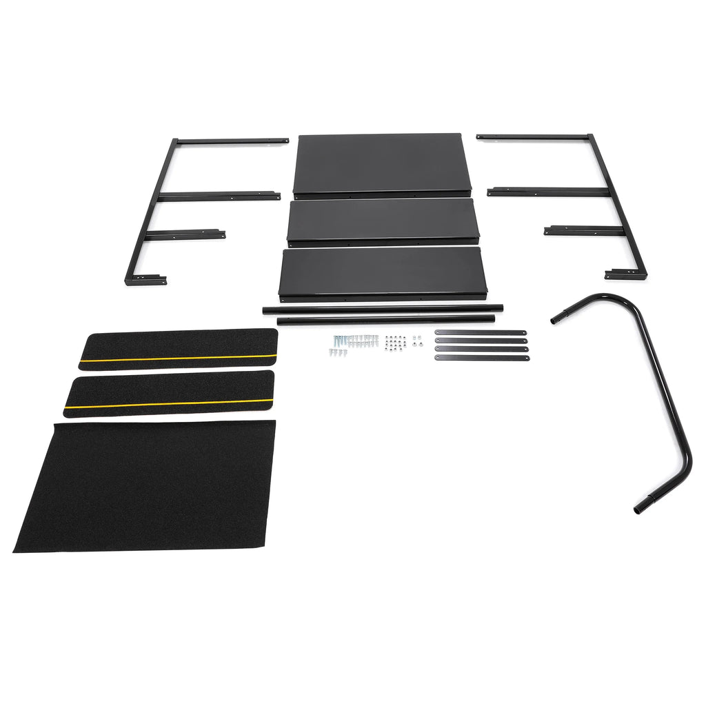 HECASA Universal 3 Steps Stairs Steel for RV Travel Trailer Camper Trailer W/ Side Load Hand-railing Armrest Hand Rail