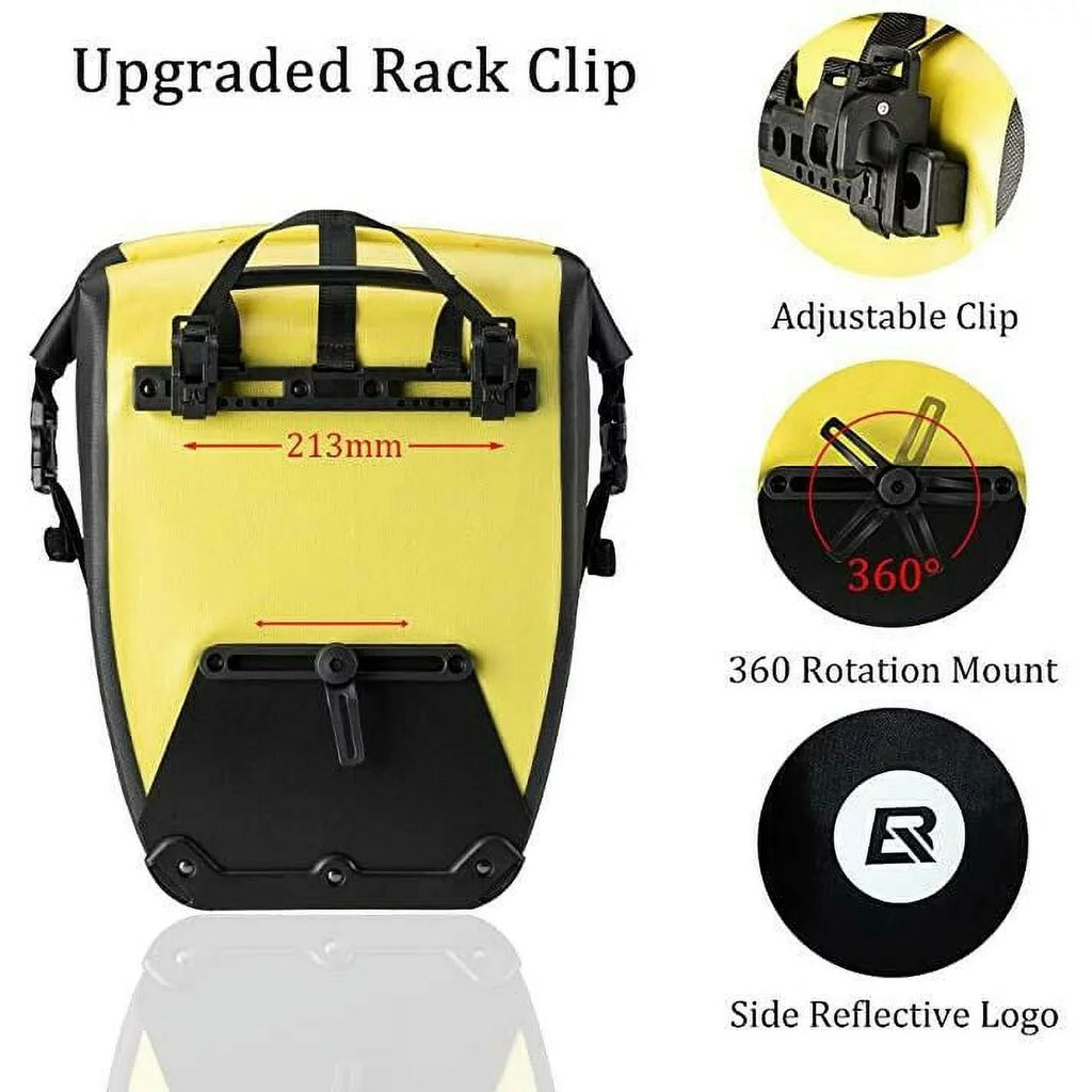 ROCKBROS Multifunction Road MTB Mountain Bike Bag Bicycle Pannier Rear Seat Trunk Bag 20-27L Yellow