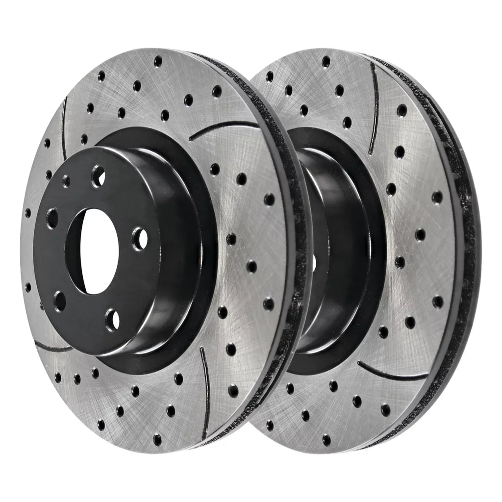 AutoShack Front and Rear Drilled Slotted Brake Rotors Black Set of 4 Replacement for 2016 2017 2018 2019 2020 2021 2022 Mazda CX-5 2.0L 2.5L AWD FWD BRKPK200