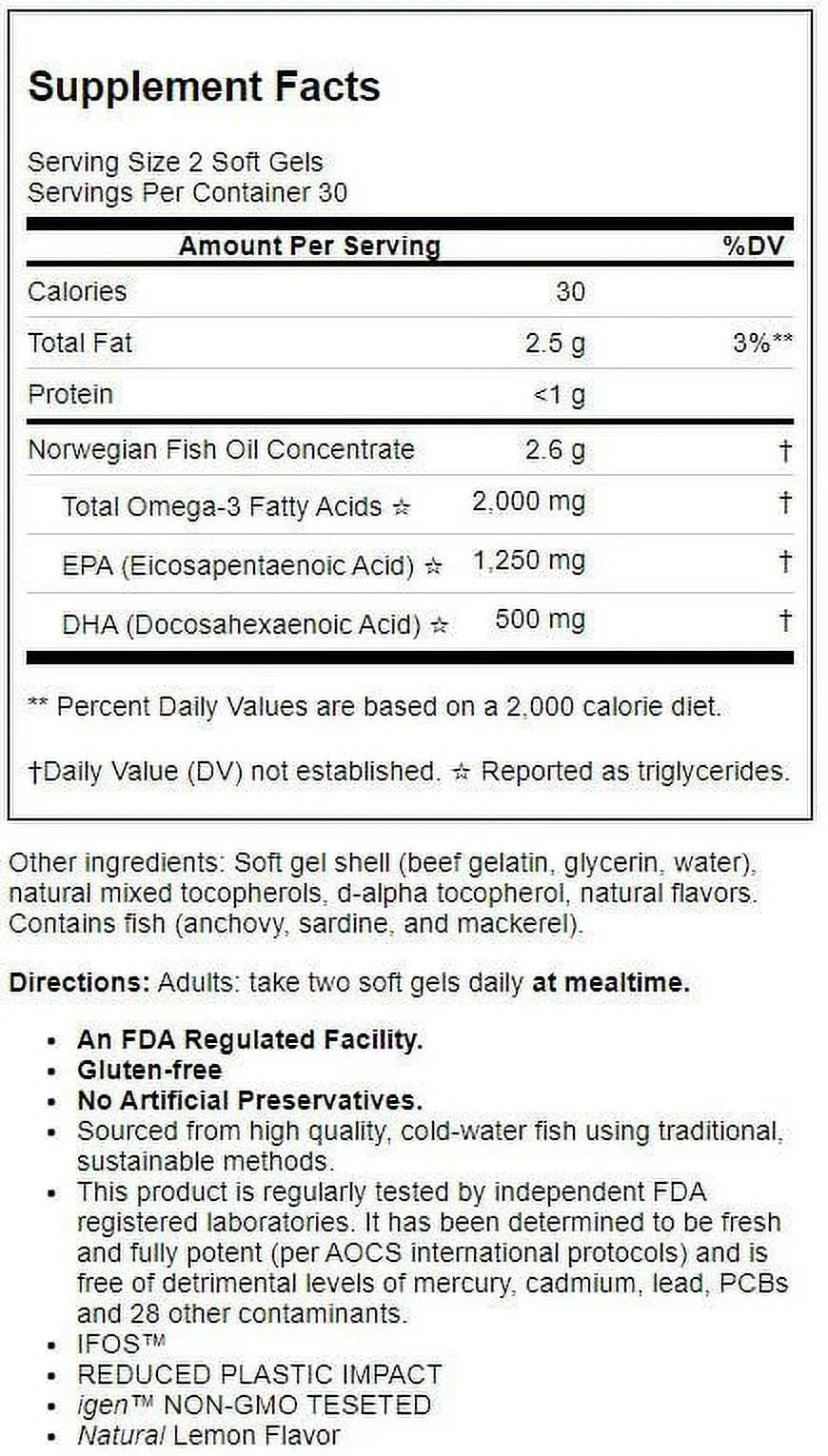 Carlson Maximum Omega 2,000 mg Omega-3s, 60 Each