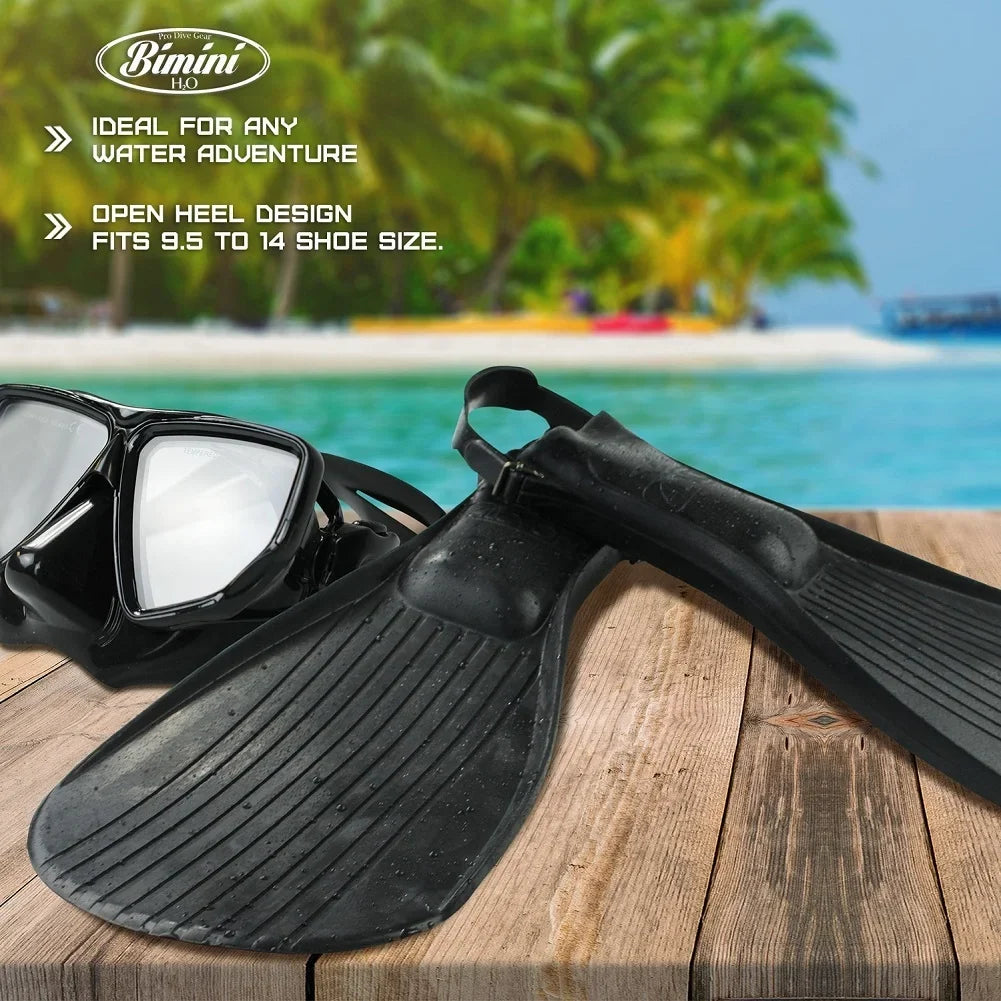 Bimini H2O Alcyon Snorkeling Fins Fully Adjustable fits 9 and half to 14