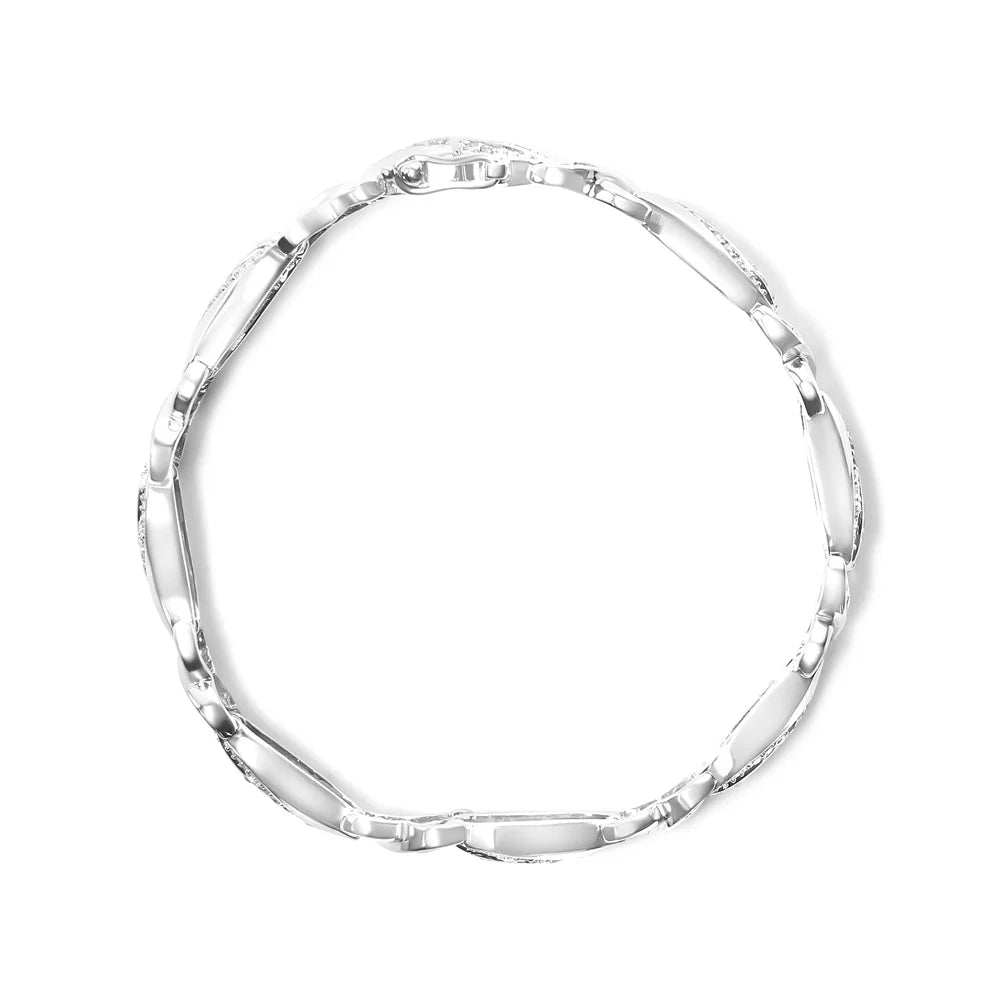 Haus of Brilliance .925 Sterling Silver 1 3/4 Cttw Womens Round cut Box Clasp Diamond Wave and X Link Tennis Bracelet (I-J Color, I3 Clarity) - 7"