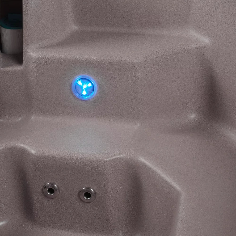 Aqualife Lagoon 8 Seater Hot Tub Spa with 20 Jets, LED lighting & Tub shield, Millstone Brown