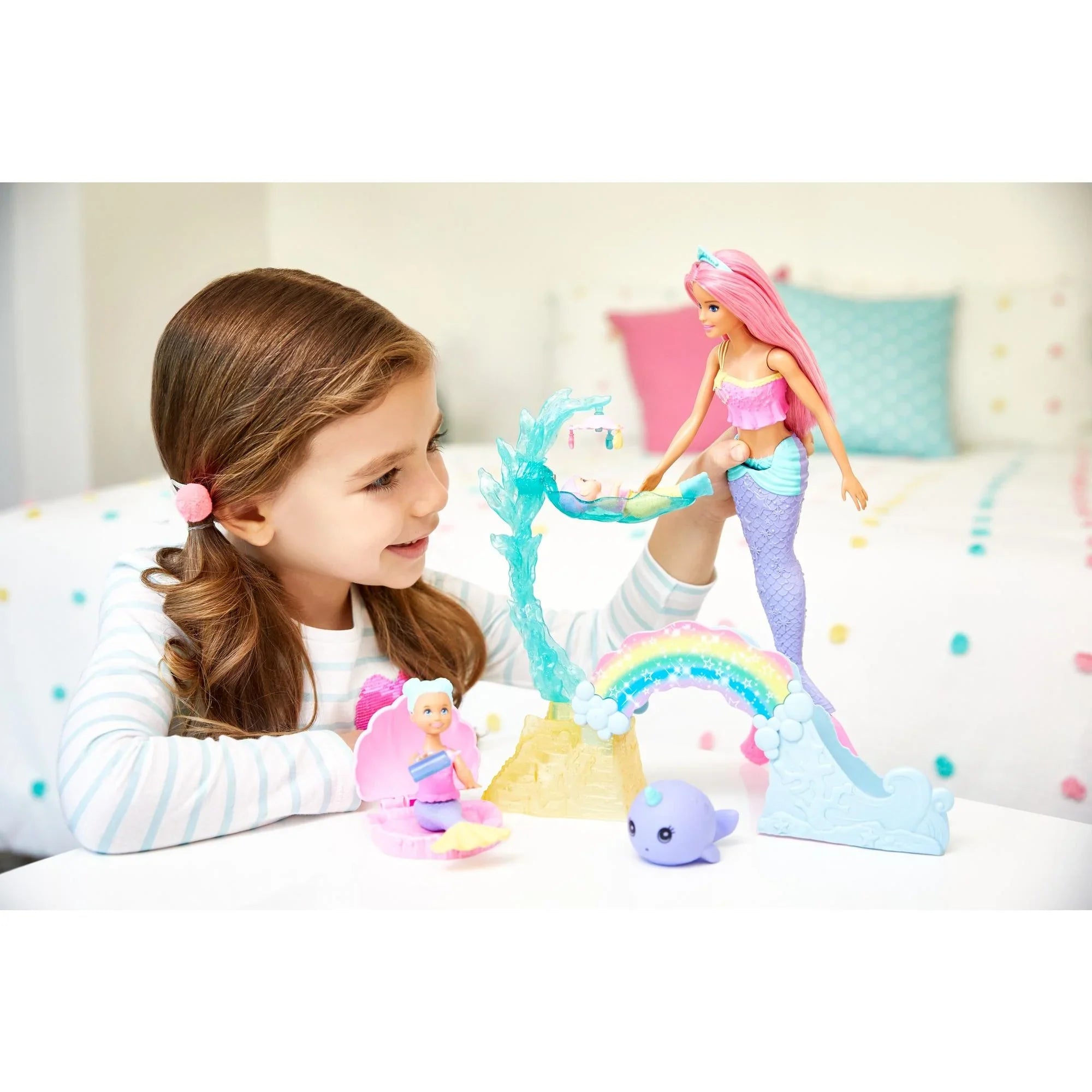 Barbie Dreamtopia Mermaid Doll, Mertoddler & Merbaby Playset