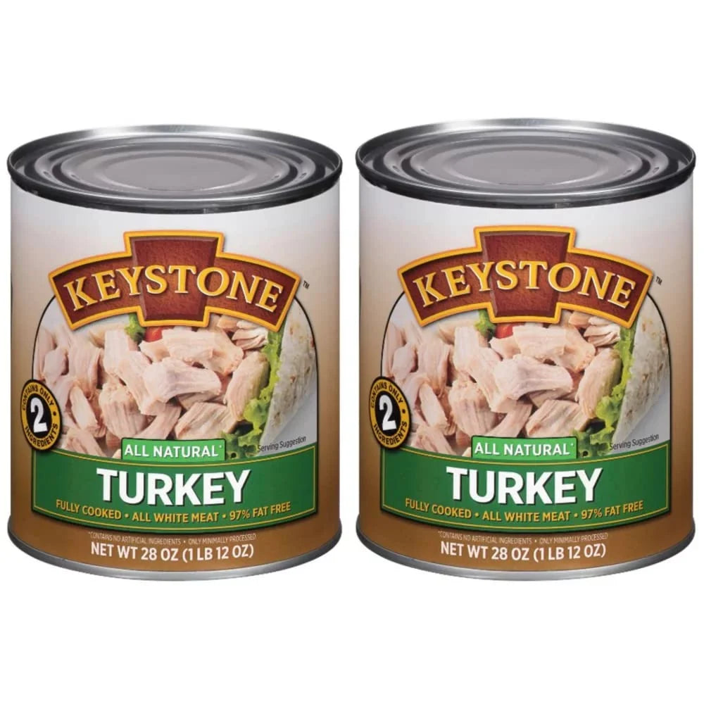 (6 Pack) Keystone All Natural Turkey 28 oz Can  Emergency Survival Food For Camping Hiking and Backpacking Ready to Eat- Pack of 6 Cans