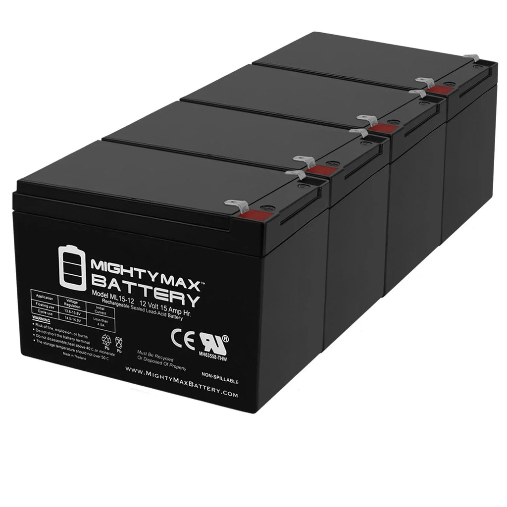 12V 15AH Battery Replacement for EVO 500W Electric Scooter - 4 Pack