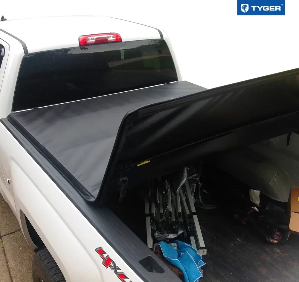 Tyger Auto T3 Soft Tri-fold Truck Bed Tonneau wrap appropriate with 2014-2018 Chevy Silverado / GMC Sierra 1500; 2015-2019 2500HD 3500HD; 2019 LD/Limited | 6'6" Bed | TG-BC3C1007 | Vinyl