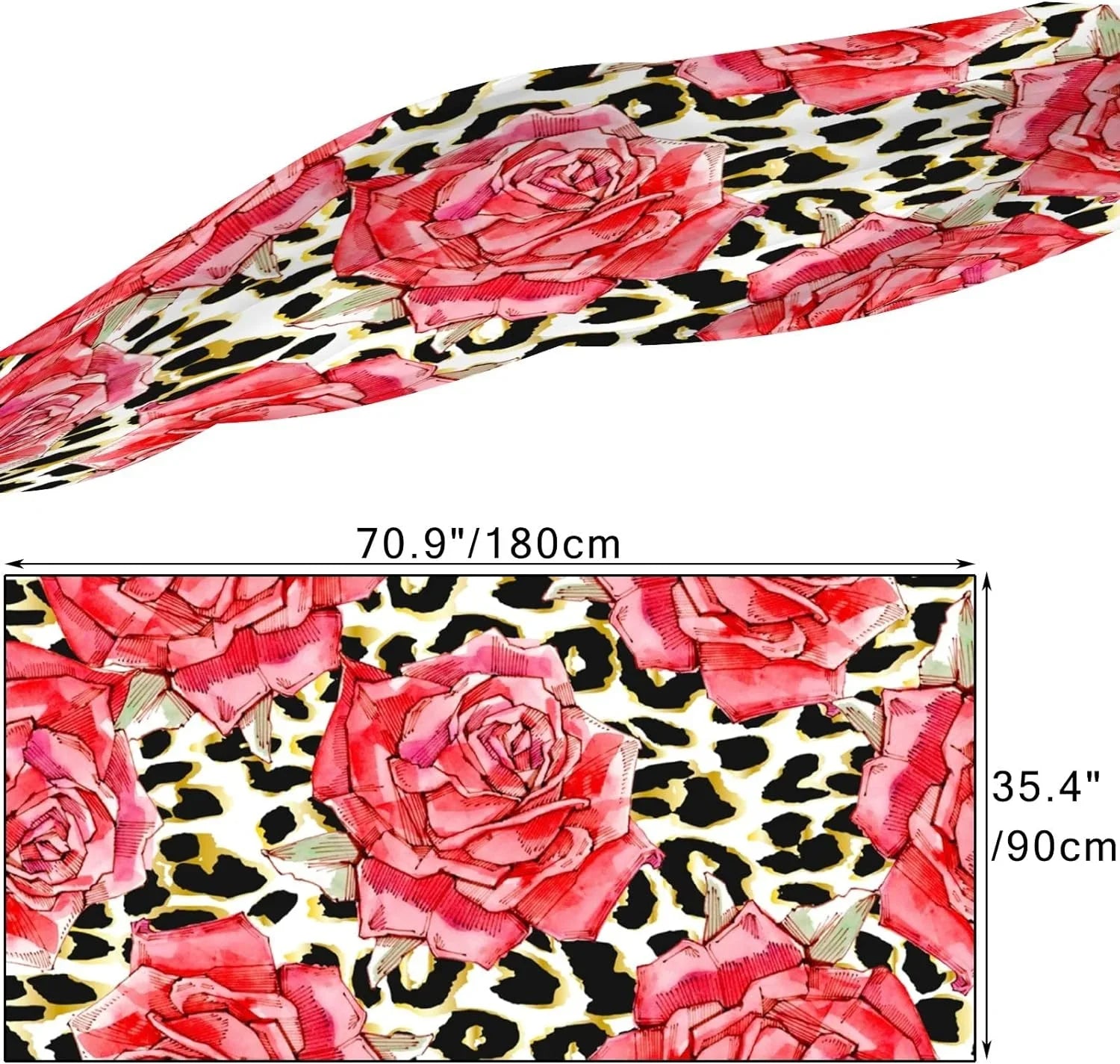 Hyjoy Print Watercolor Red Roses Long Silk Neck Scarf Lightweight Shawl Wrap Scarves for Women Girls