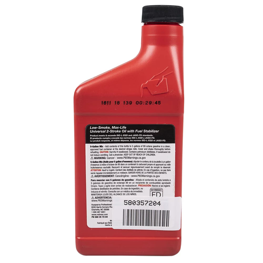12pk 13oz Bottles RedMax Synthetic 2 Stroke Cycle Oil w/ Fuel Stabilizer 50:1