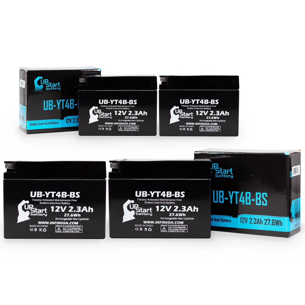 4-Pack UpStart Battery Replacement for 2008 Yamaha SR400 400CC Factory Activated, Maintenance Free, Motorcycle Battery - 12V, 2.3Ah, UB-YT4B-BS