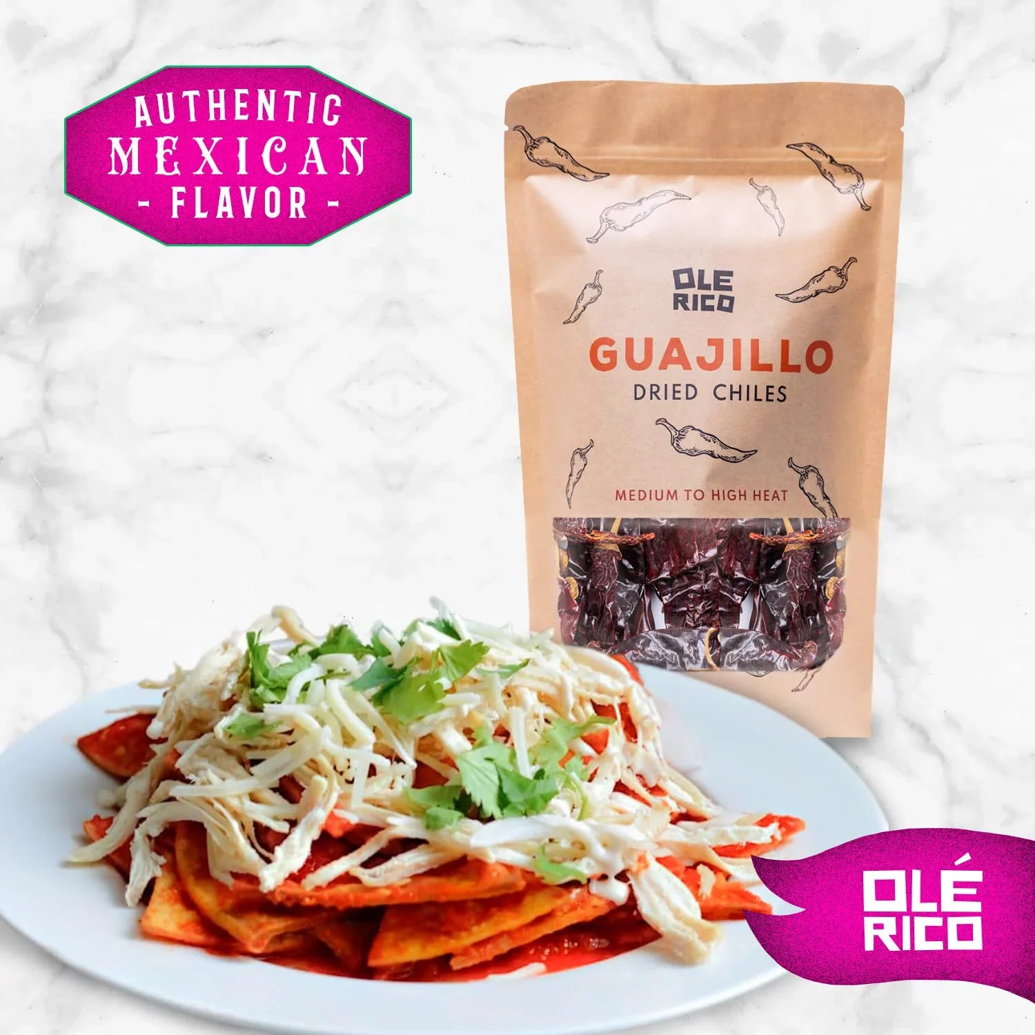 OLÉ RICO - Dried Chile Peppers 3 Pack Bundle (12 oz Total) - Ancho Chiles, Guajillo Chiles and Arbol Chiles - The Spicy Trio - outstanding For Mexican Recipes - Packaged In Resealable Bags