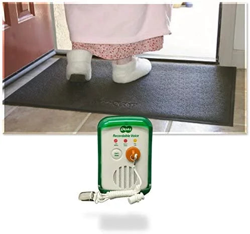 Smart Caregiver Wander Prevention Alarm Monitor With Two Recordable Voice Prompts and Pressure Sensing Floor Mat (Floor Mat - 24"x46")