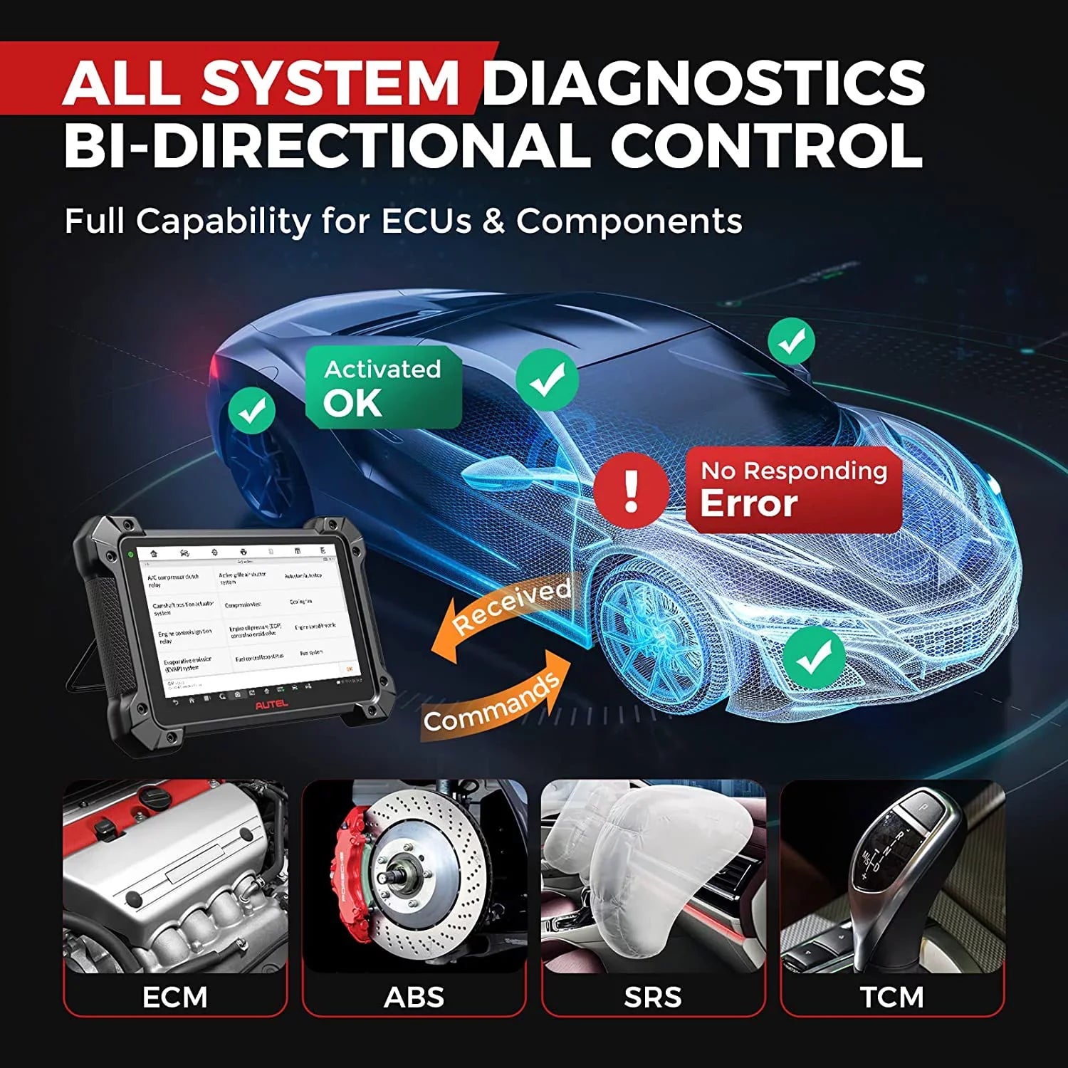 Autel MaxiCOM MK908 Pro II Car Diagnostic Scan Tool J2534 Programming ECU Coding Bi-directional, 38+ Services,J2534 Pass-Thru, AutoScan 2.0