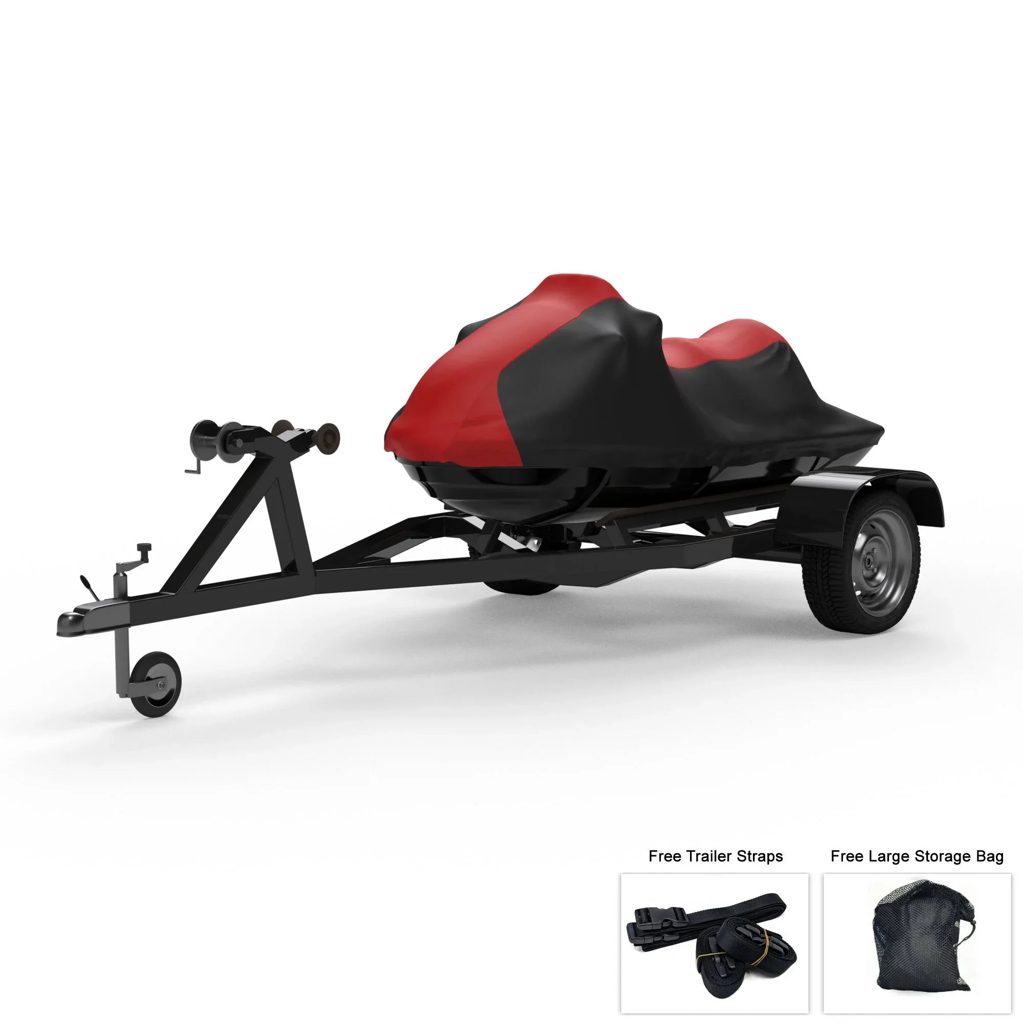 Weatherproof Jet Ski shield For SEA DOO GTX SC 2005 - RED / Black Color - All elements - Trailerable - Protects from Rain, Sun, UV Rays, And More! Includes Trailer Straps And Storage Bag