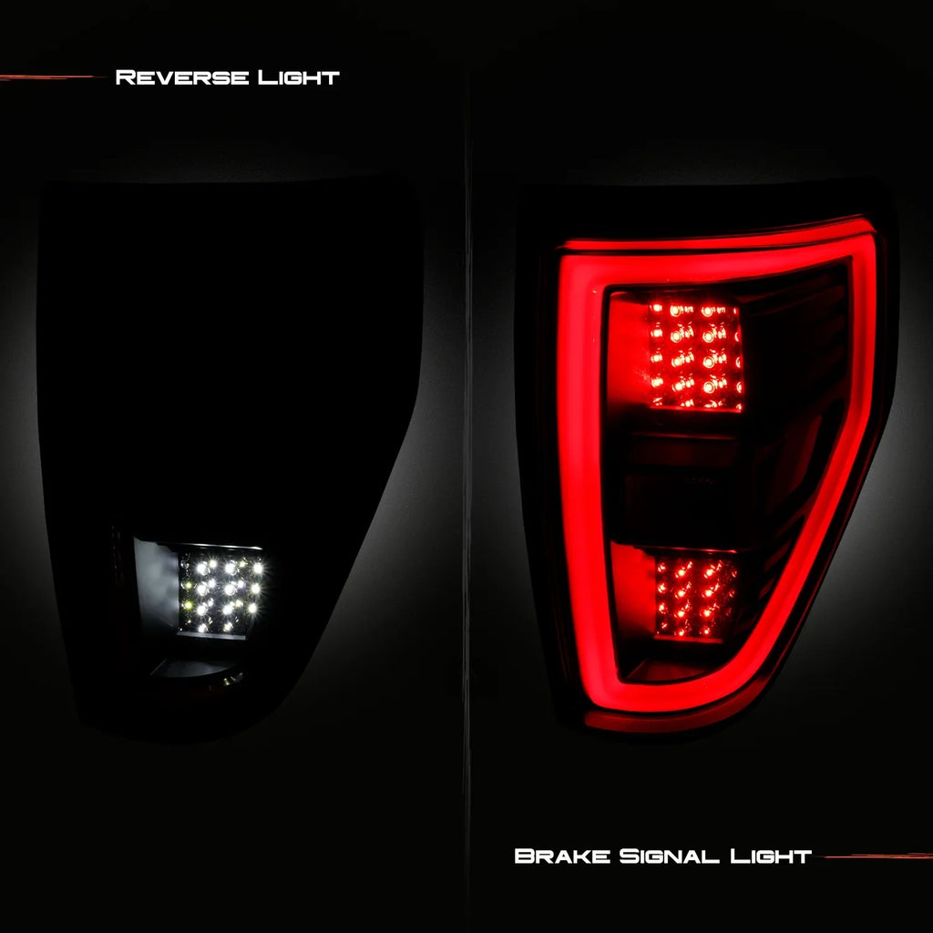 AKKON - Fit 2008 2009 2010 2011 2012 2013 2014  F150 [Full LED] Tail Lights Driver + Passenger Black