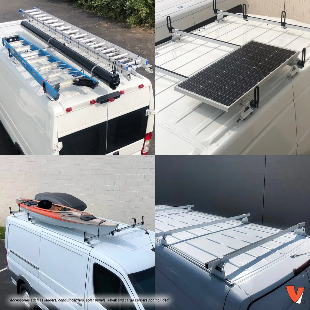 Vantech Heavy Duty 3 Bar Ladder Roof Rack Fits:  Transit Cargo Van High Roof
