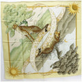 Pre-Owned Salvatore Ferragamo silk scarf muffler yellow leopard print SALVATORE FERRAGAMO ladies animal pattern paper (Good)