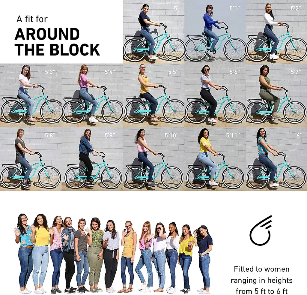 sixthreezero Around The Block Women's Single-Speed Beach Cruiser Bicycle 26" Wheels Mint Green with Black Seat and Grips