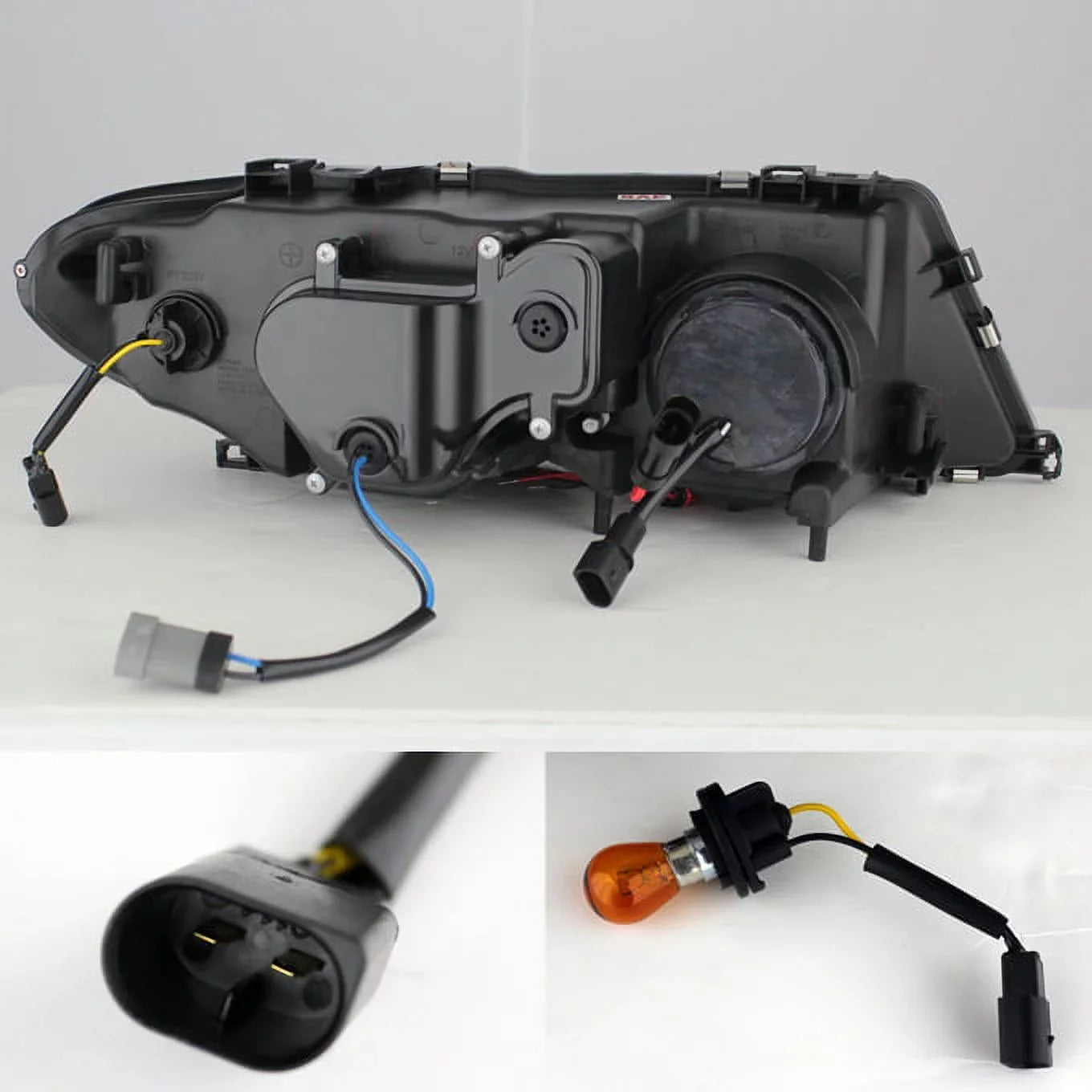 AKKON - For  E46 3-Series 2 Doors Coupe Black Halo Ring LED Projector Replacement Headlights LH + RH Lamps