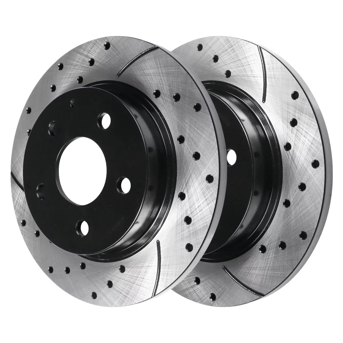 AutoShack Front and Rear Drilled Slotted Brake Rotors Black Set of 4 Replacement for 2016 2017 2018 2019 2020 2021 2022 Mazda CX-5 2.0L 2.5L AWD FWD BRKPK200