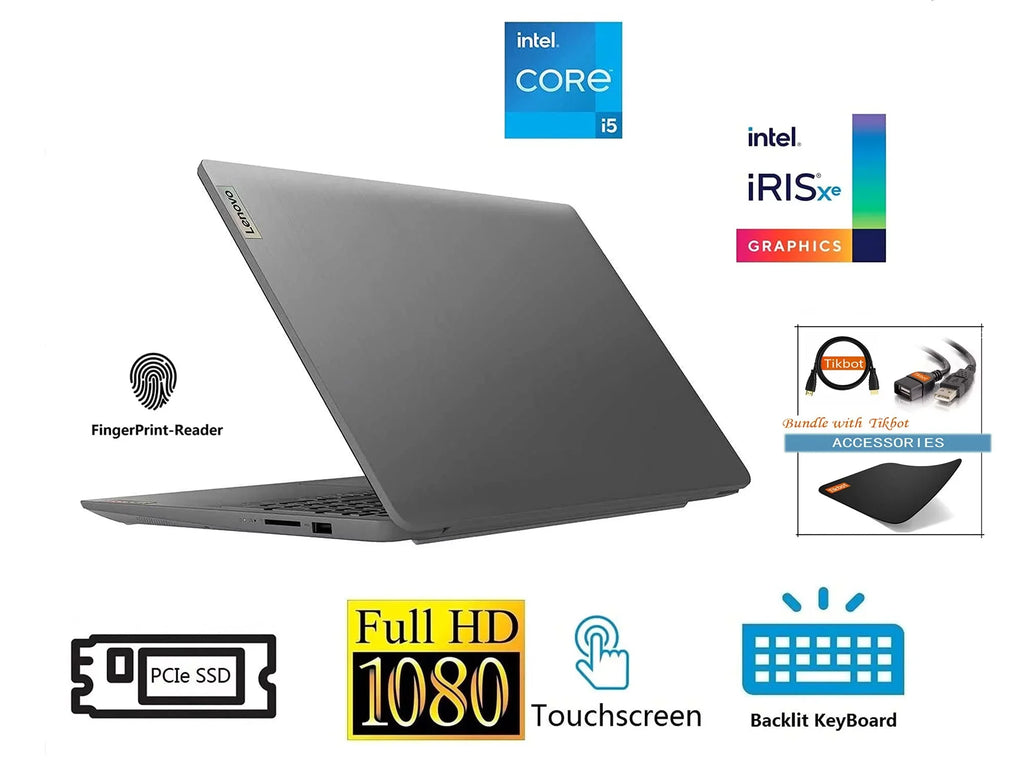 2021 IdeaPad 3 Laptop, 15.6" FHD IPS Touchscreen Display, i5-1135G7 (>i7-1065G7), Iris Xe Graphics, Wi-Fi 6, Camera, Type-C, Fingerprint, w/Accessories (36GB RAM | 1TB PCIe SSD)