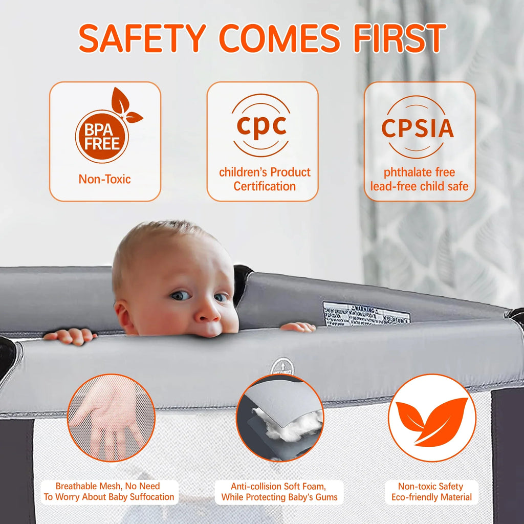 Yadala Baby Playard, One-Press Setup Pack n Play, Portable Playpen for Newborn Baby Toddler
