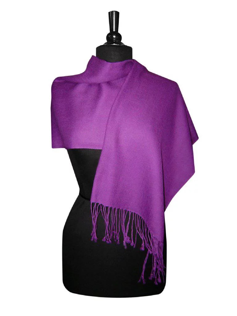 Biagio 100% Wool Pashmina Solid Scarf PURPLE INDIGO Color Womens Shawl Wrap