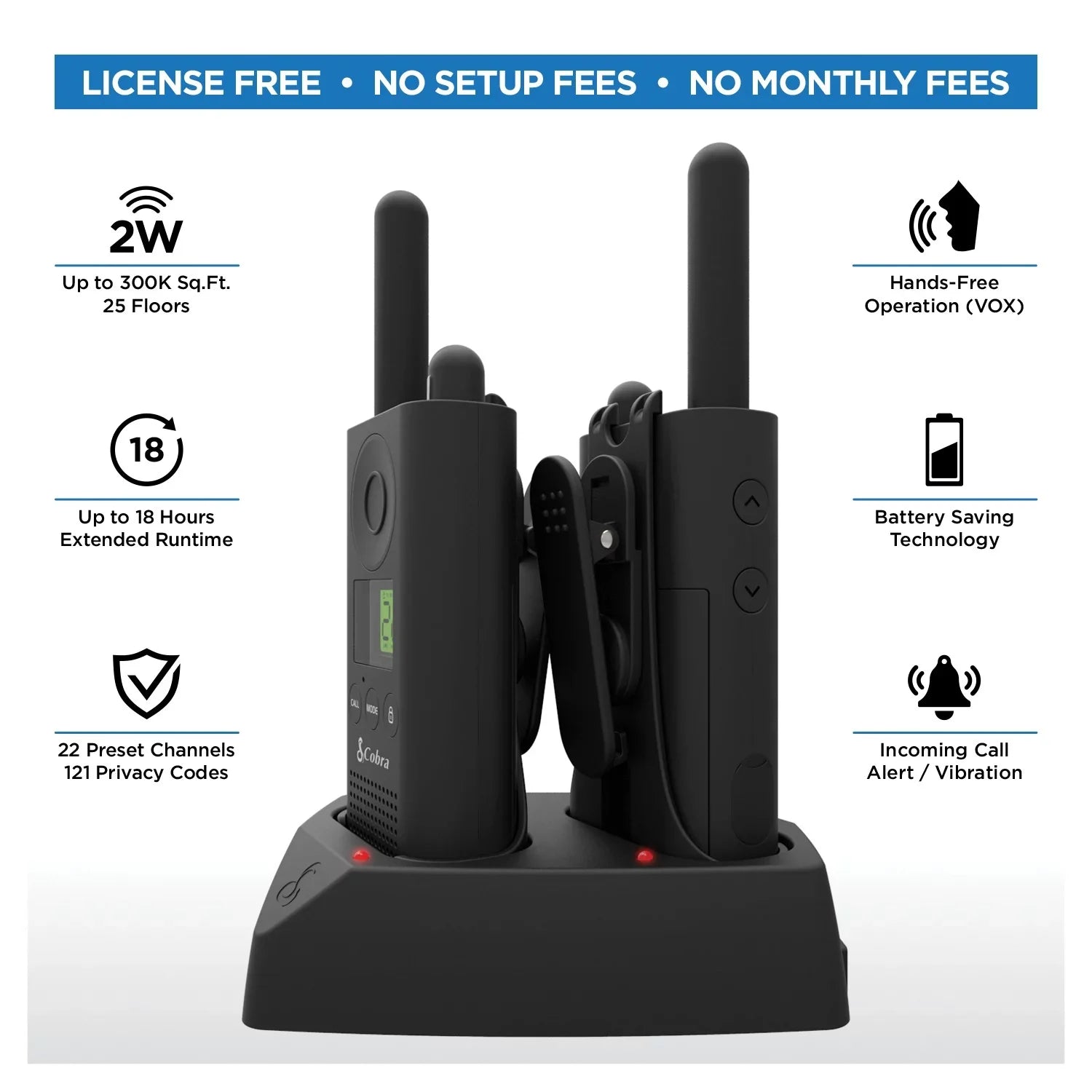 Cobra® MicroTALK CBA-PX880 Two-Way Radios, Black, Pack Of 2 Radios