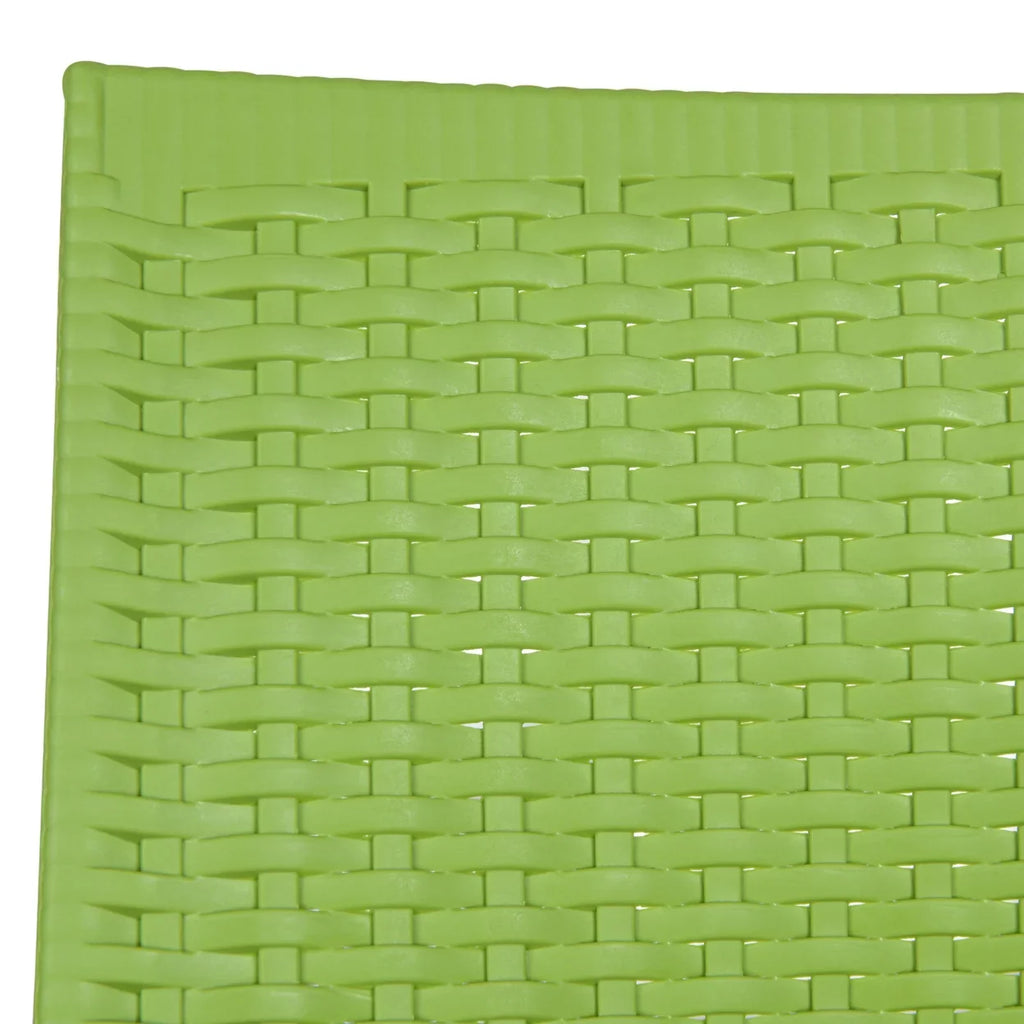 LeisureMod Modern Weave Mace Indoor Outdoor Dining Chair in Green Set of 2