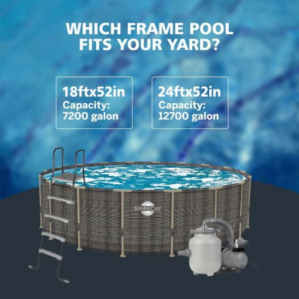 Round x 52 in.. Sunneday Oasis Rattan Soft-Sided Pool 24 ft