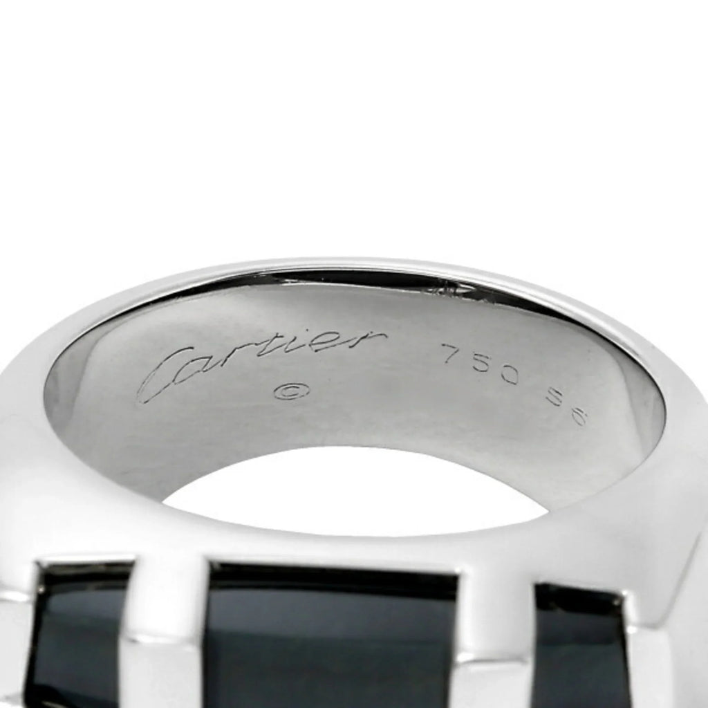 Pre-Owned Cartier Kiss of the Dragon Tiger Eye K18WG White Gold Ring (Good)