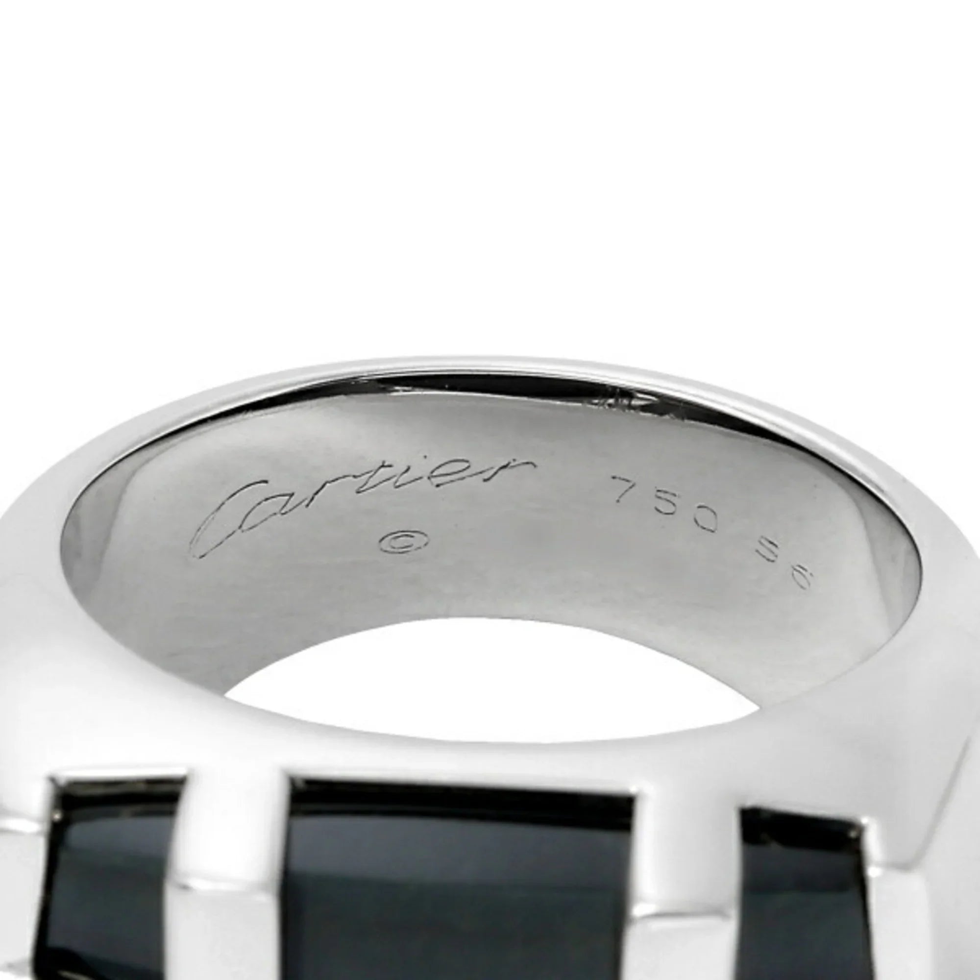 Pre-Owned Cartier Kiss of the Dragon Tiger Eye K18WG White Gold Ring (Good)