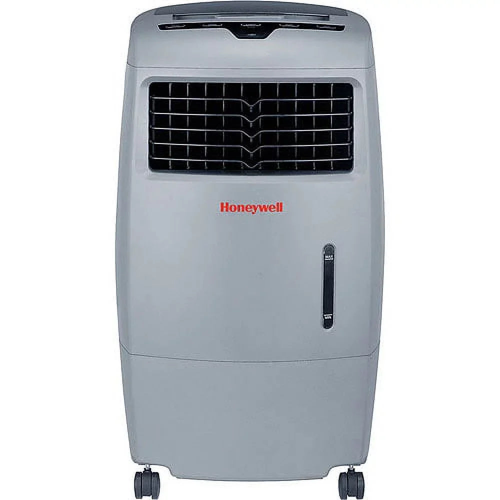 Honeywell 500-694CFM Indoor Outdoor Portable Evaporative Cooler with Fan & Humidifier, Ice Compartment & Remote Control, CO25AE, Gray