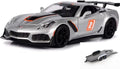 Diecast Car w/Trailer - 2019 Chevy Corvette ZR1 #2, Silver - Motor Max 73785SV - 1/24 scale Diecast Model Toy Car