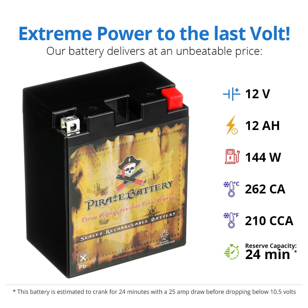 Pirate Battery Ytx14Ahl-Bs Motorcycle Battery For Kawasaki 750Cc Vn750-A Vulcan 1995