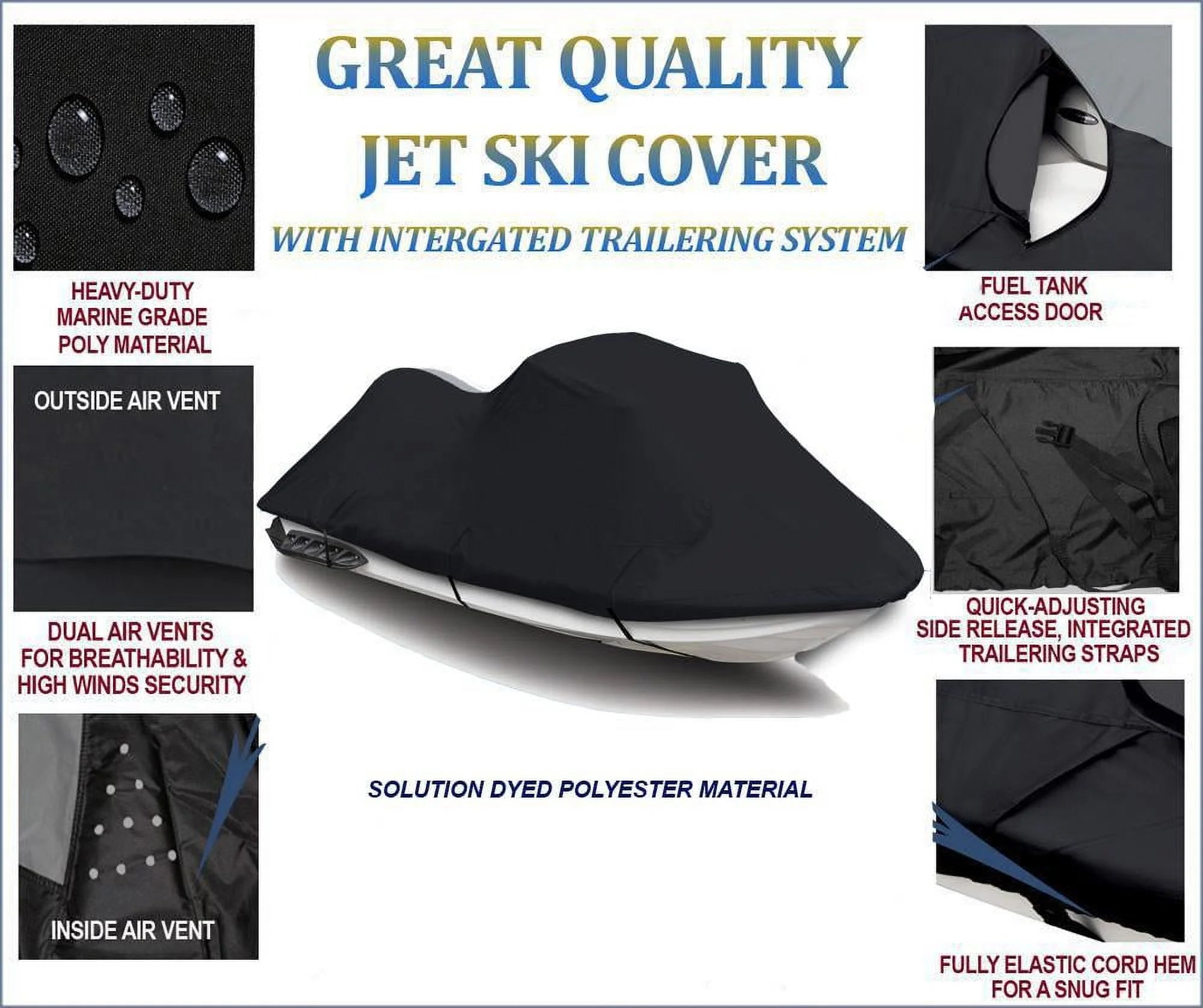 BLACK 600 DENIER JetSki shield matching for Jet Ski shield Watercraft jetski Kawasaki Ultra 310LX 2014 2015 2016 2017 2018 2019 2020 2021