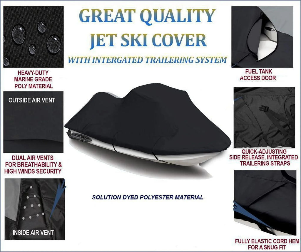 BLACK 600 DENIER JetSki protector appropriate for Kawasaki Ultra 300X 2011 2012 2013 Jet Ski PWC Watercraft wrap