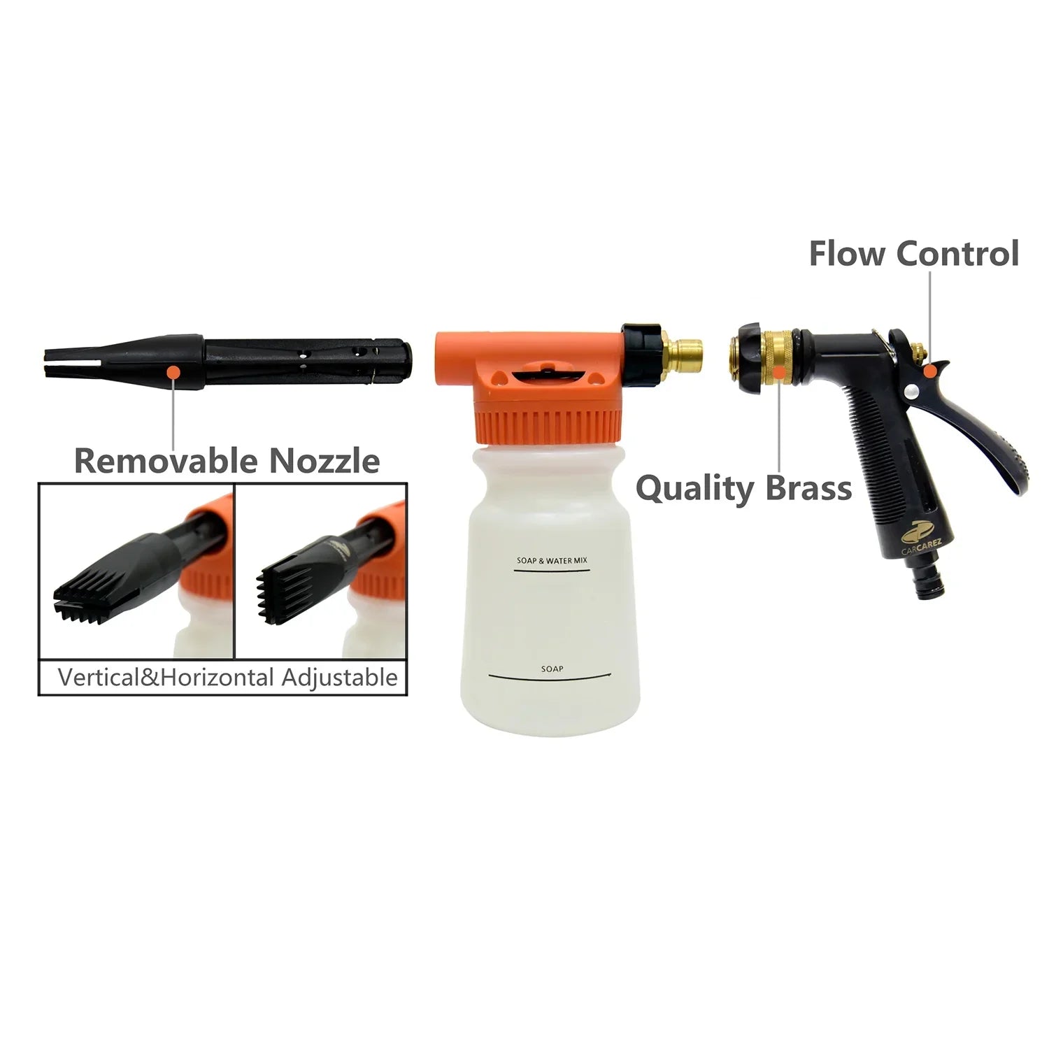 Carcarez Car Wash Foam Gun with Chenille Premium Scratch-Free Microfiber Wash Mitt