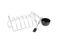 PitMaster King Large 6 Slot Stainless Steel Rib Rack, Sauce Pan and Basting Brush 3pc Combo Set