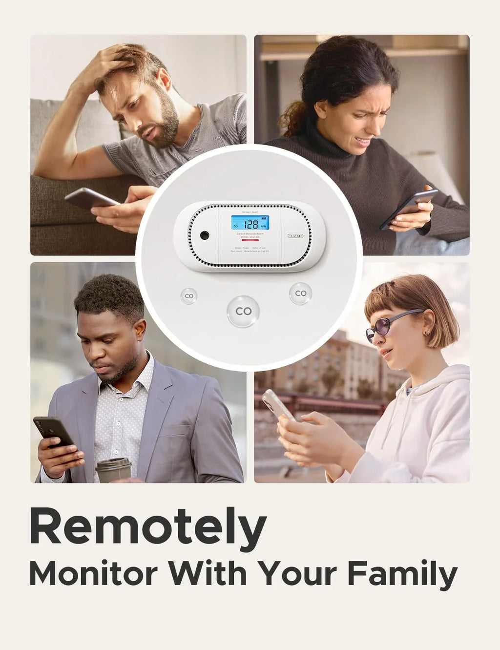 X-Sense Smart Carbon Monoxide Detector XC01-M, Wireless Interconnected Portable CO Detector Works with SBS50 Base Station, an Accessory for X-Sense FS31 or FS51 Smoke Alarm Kit, 1-Pack