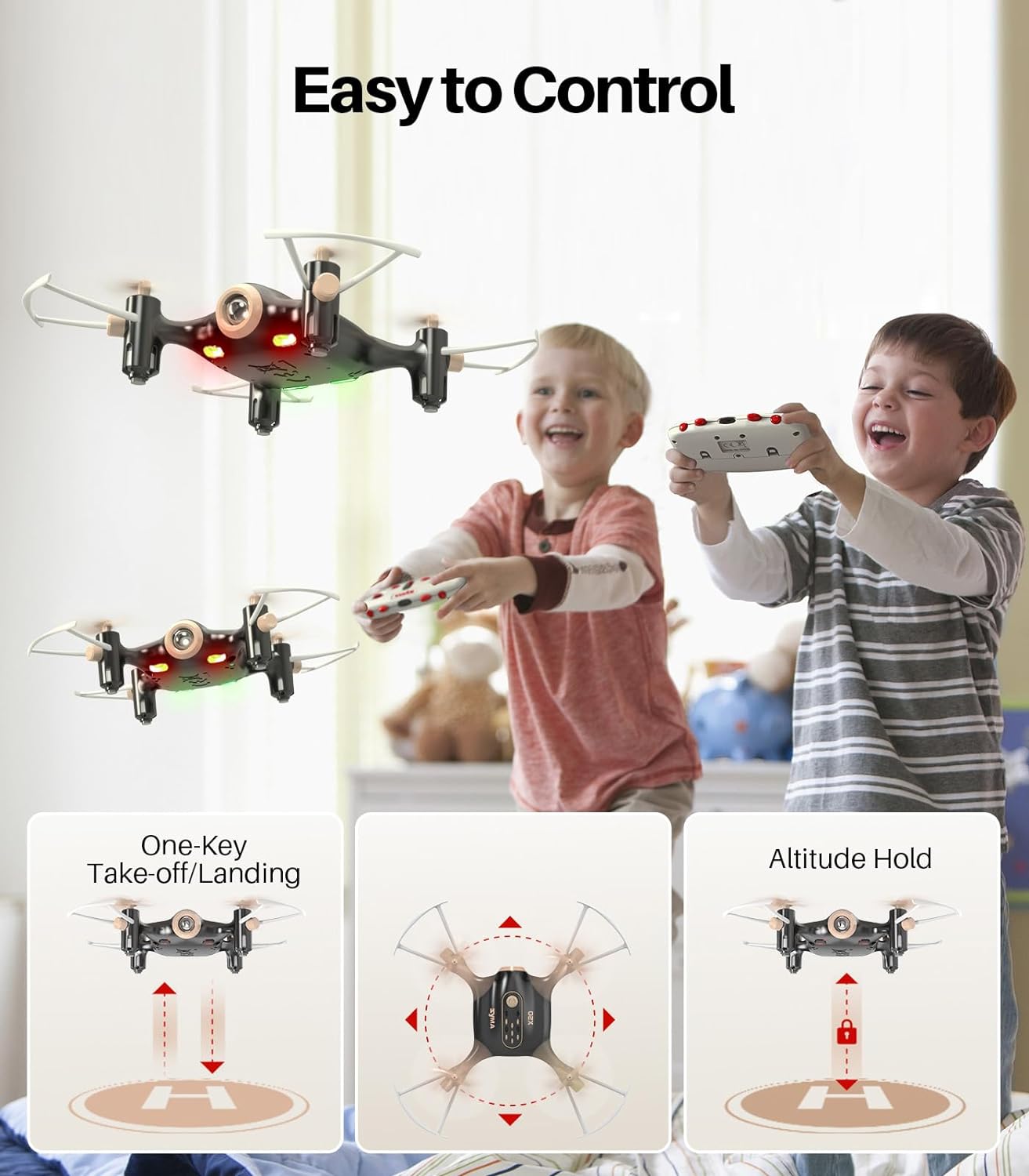 Open Box SYMA X20 Drone for Kids, Mini Nano RC Quadcopter Altitude Hold - Black, Gold