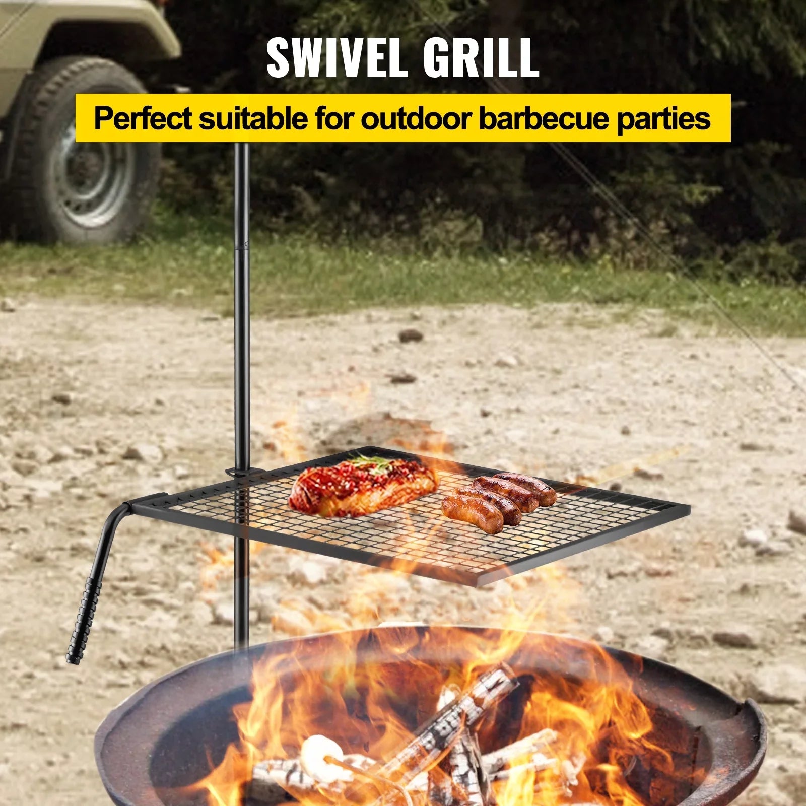 BENTISM Swivel Grill Campfire Swivel Grill Heavy Duty Over Fire Grill for BBQ